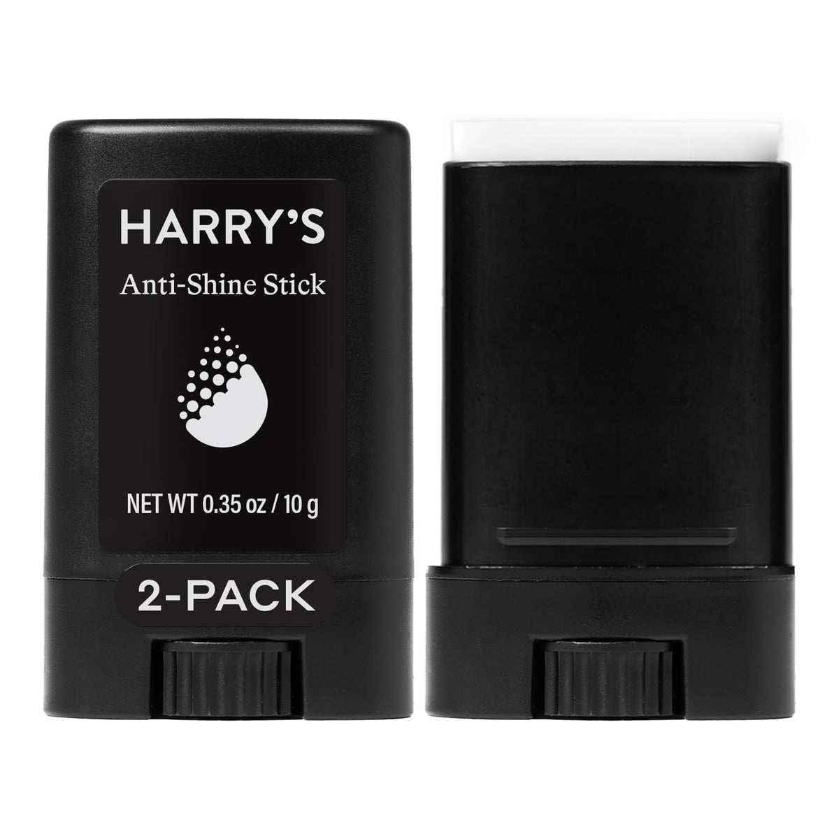 Harry's anti-shine stick front view showing compact travel-friendly design and convenience