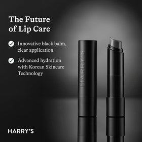 Harry's applying balm to lips demonstrating clear finish and hydration
