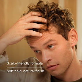 Before-and-after hair comparison using Harry's cream showing fuller natural volume