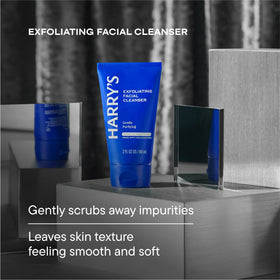Harry's daily lotion SPF 15 bottle label visible, provides daily protection benefit