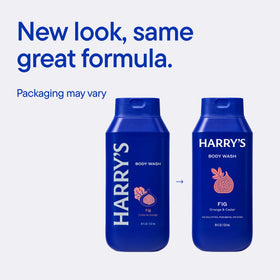 Harry's pump and label detail emphasizing easy dispensing and readable ingredients