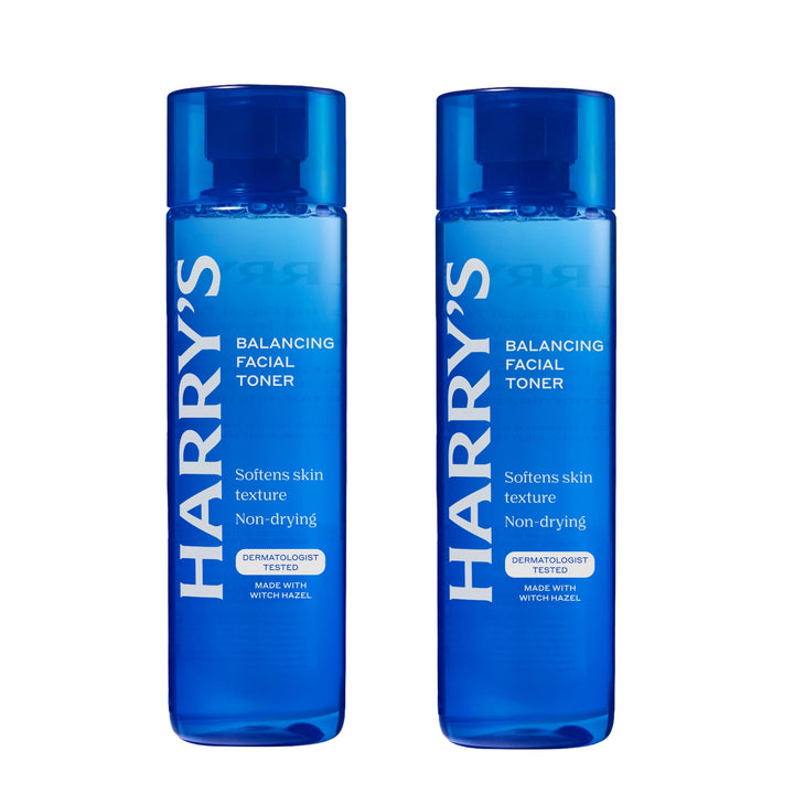 Harry's front bottle of hydrating toner showing clear label and calm benefit