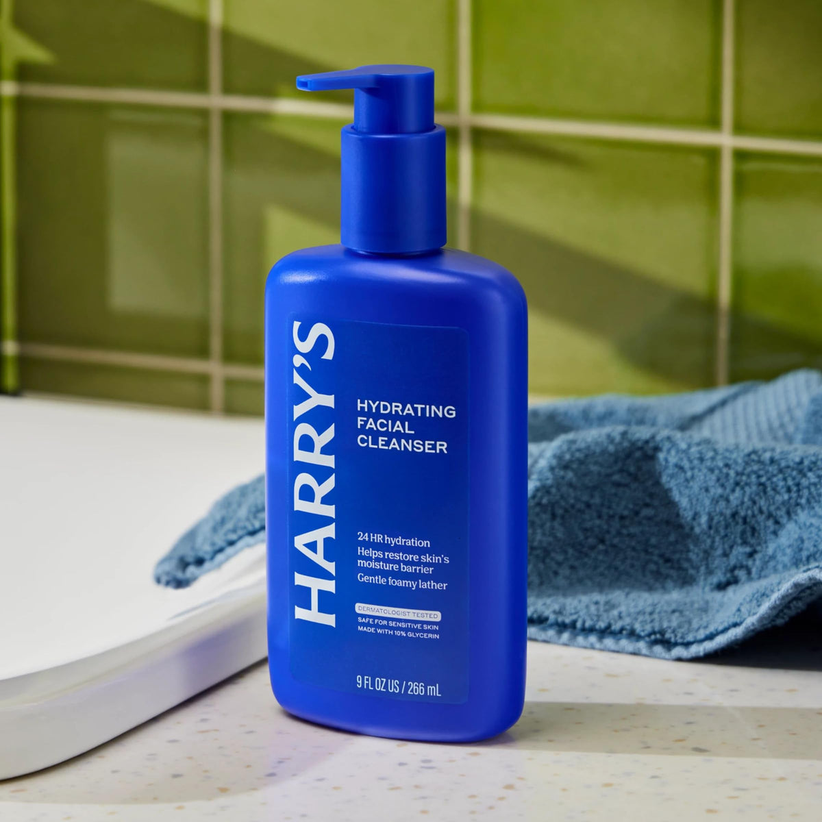 Harry's ingredients display highlighting glycerin and aloe for hydration