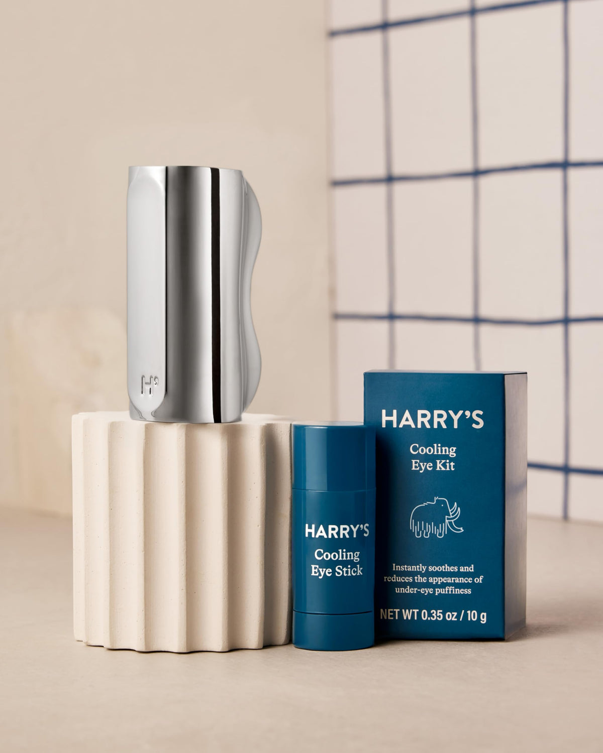 Harry's kit staged in bathroom routine to show daily use benefit