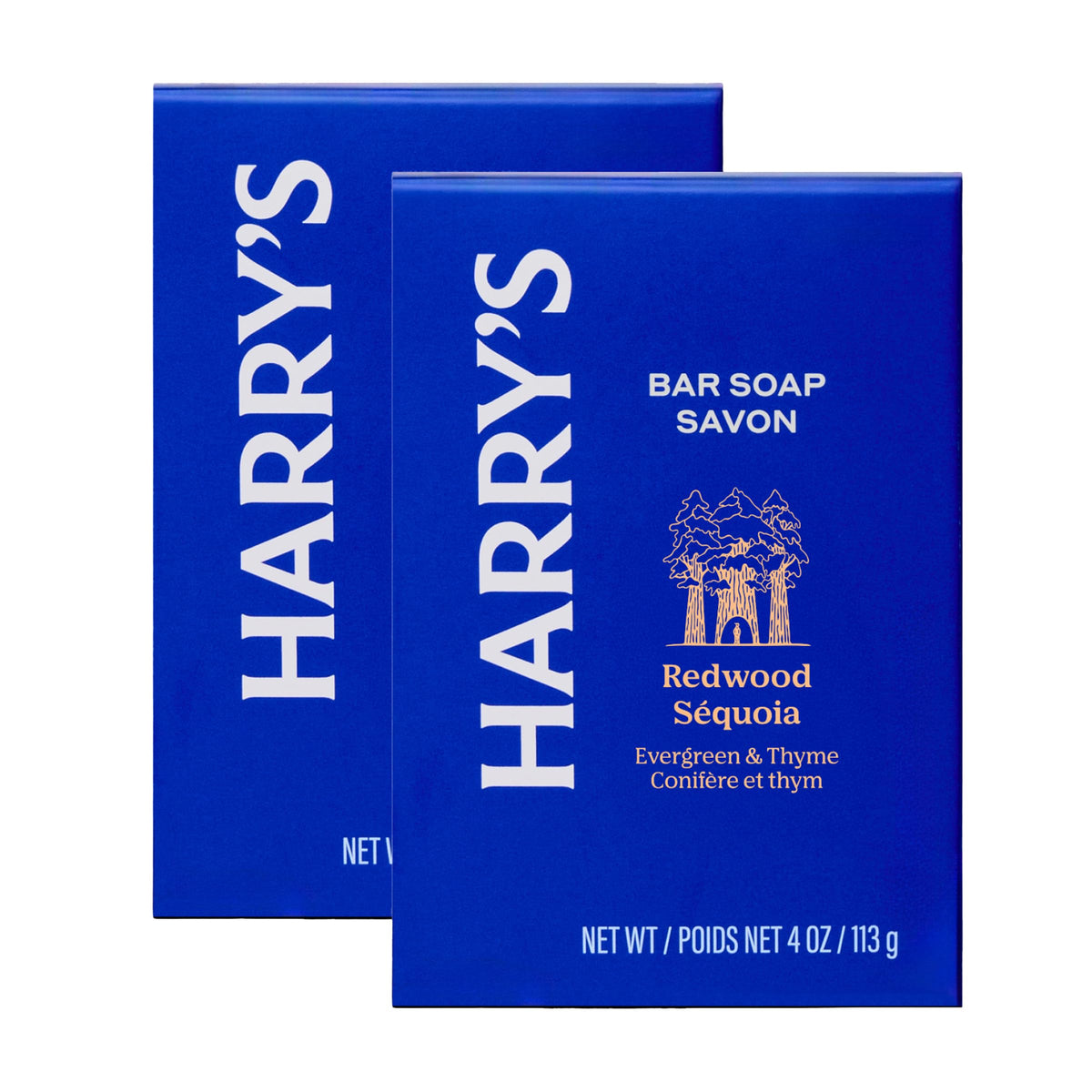 Harry's front packaging of Redwood bar soap showing clean design and scent