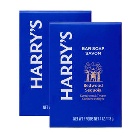 Harry's front packaging of Redwood bar soap showing clean design and scent