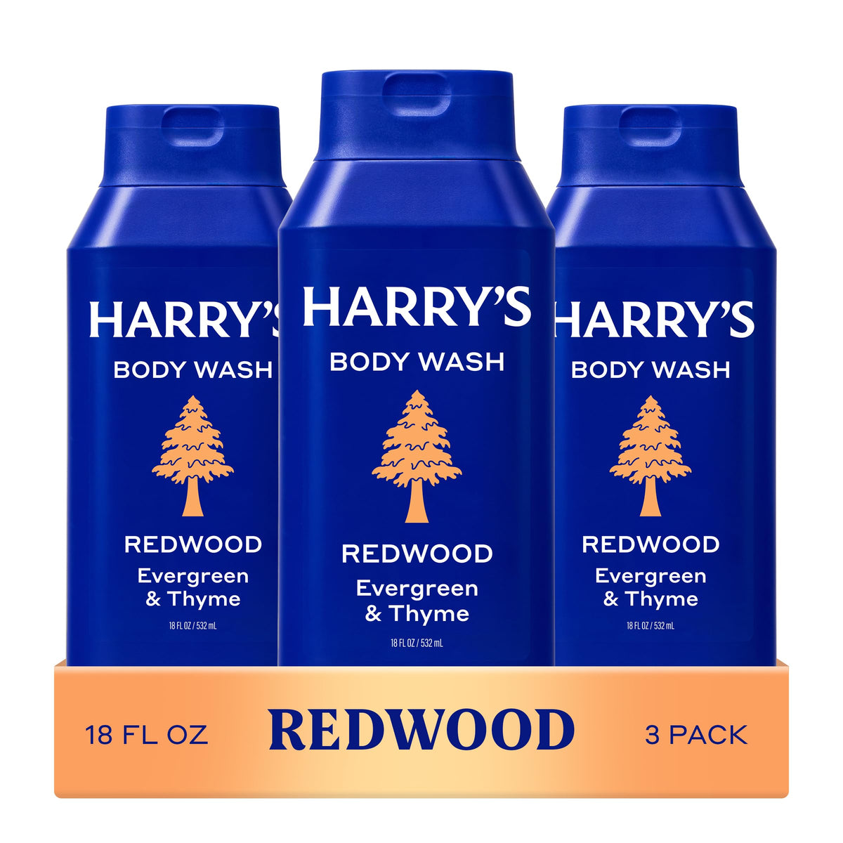 Harry's front pack of three Redwood bottles showing clean design and convenience