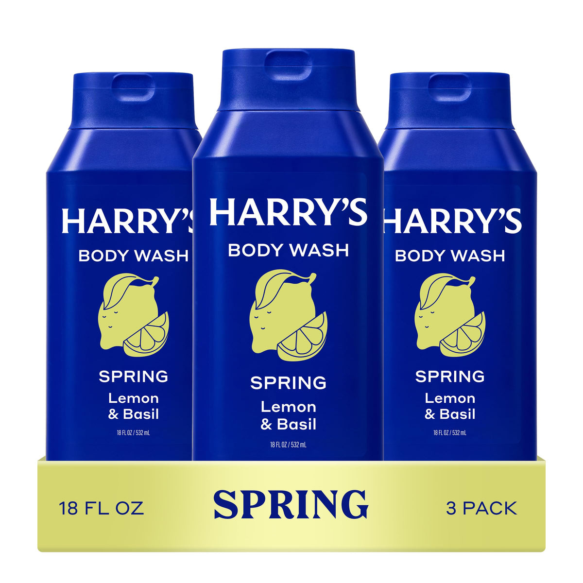 Harry's front packaging showing Spring scent and product benefits