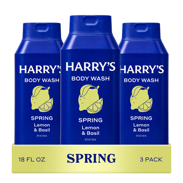 Harry's front packaging showing Spring scent and product benefits