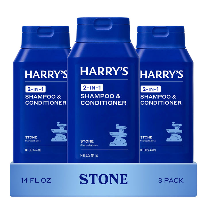 Harry's front packaging showing Stone scent and clean design for quick identification