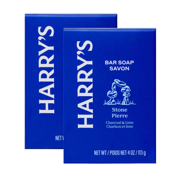 Harry's Stone front packaging showing two 4 oz bars and brand clarity