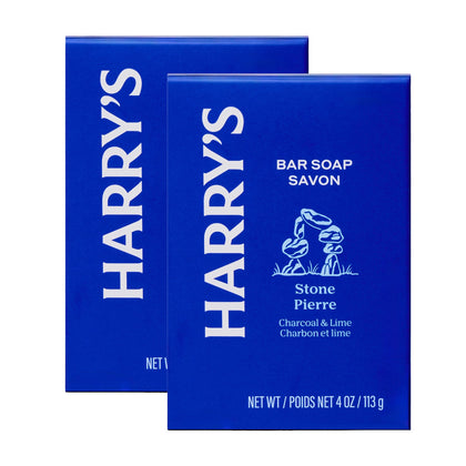 Harry's Stone front packaging showing two 4 oz bars and brand clarity