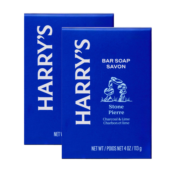 Harry's Stone front packaging showing two 4 oz bars and brand clarity