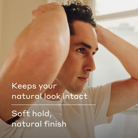 Close-up of Harry's label emphasizing ingredients and alcohol-free benefit for hair health