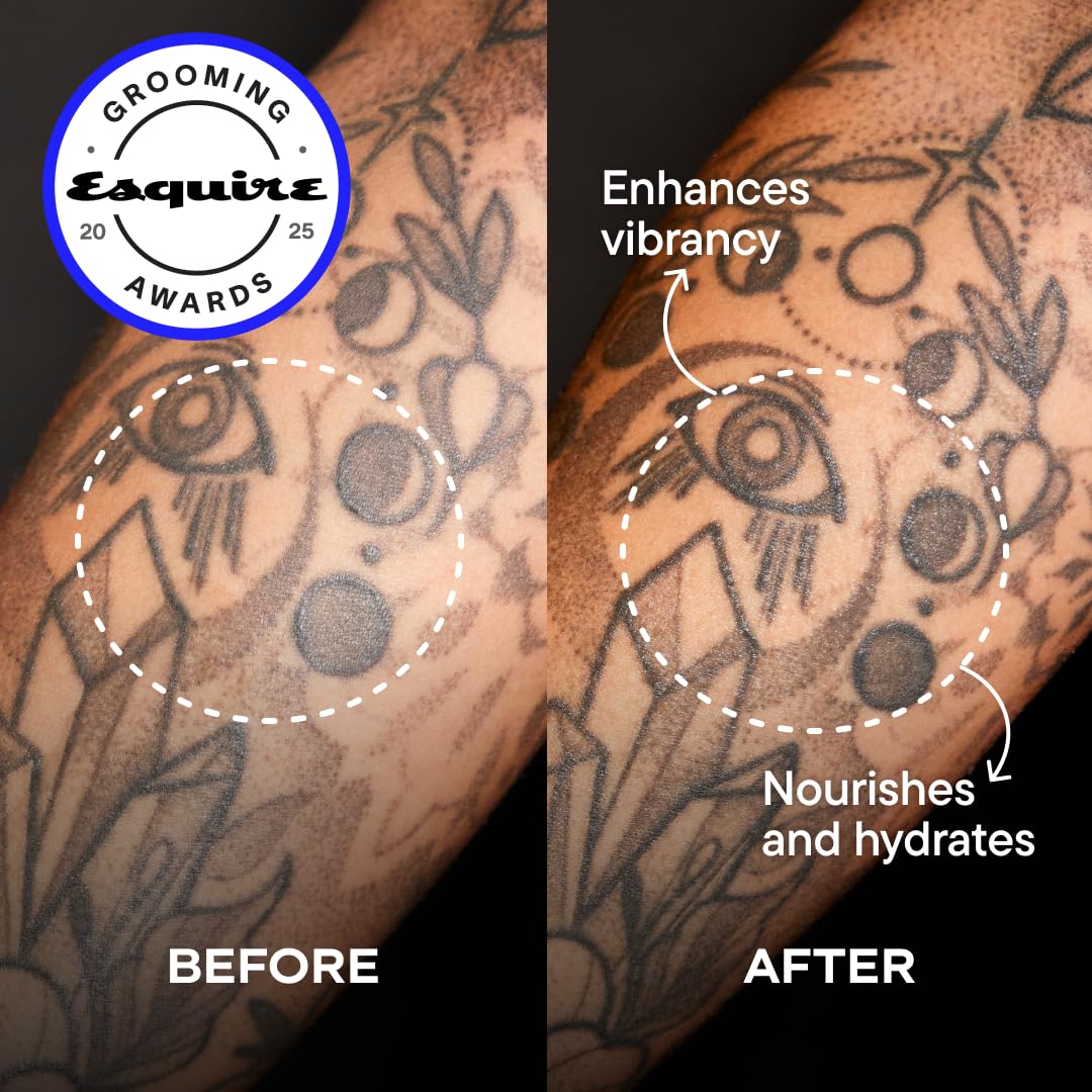 Harry’s Tattoo Frost applied to forearm demonstrating smooth, non-greasy hydration