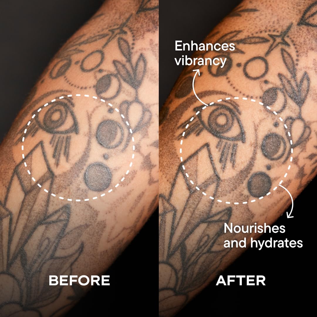 Harry's Tattoo Frost being applied to a healed tattooed arm for quick absorption