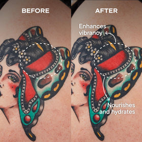 Harry’s Tattoo Frost ingredient label close-up showing pro-vitamin B5 and aloe benefit
