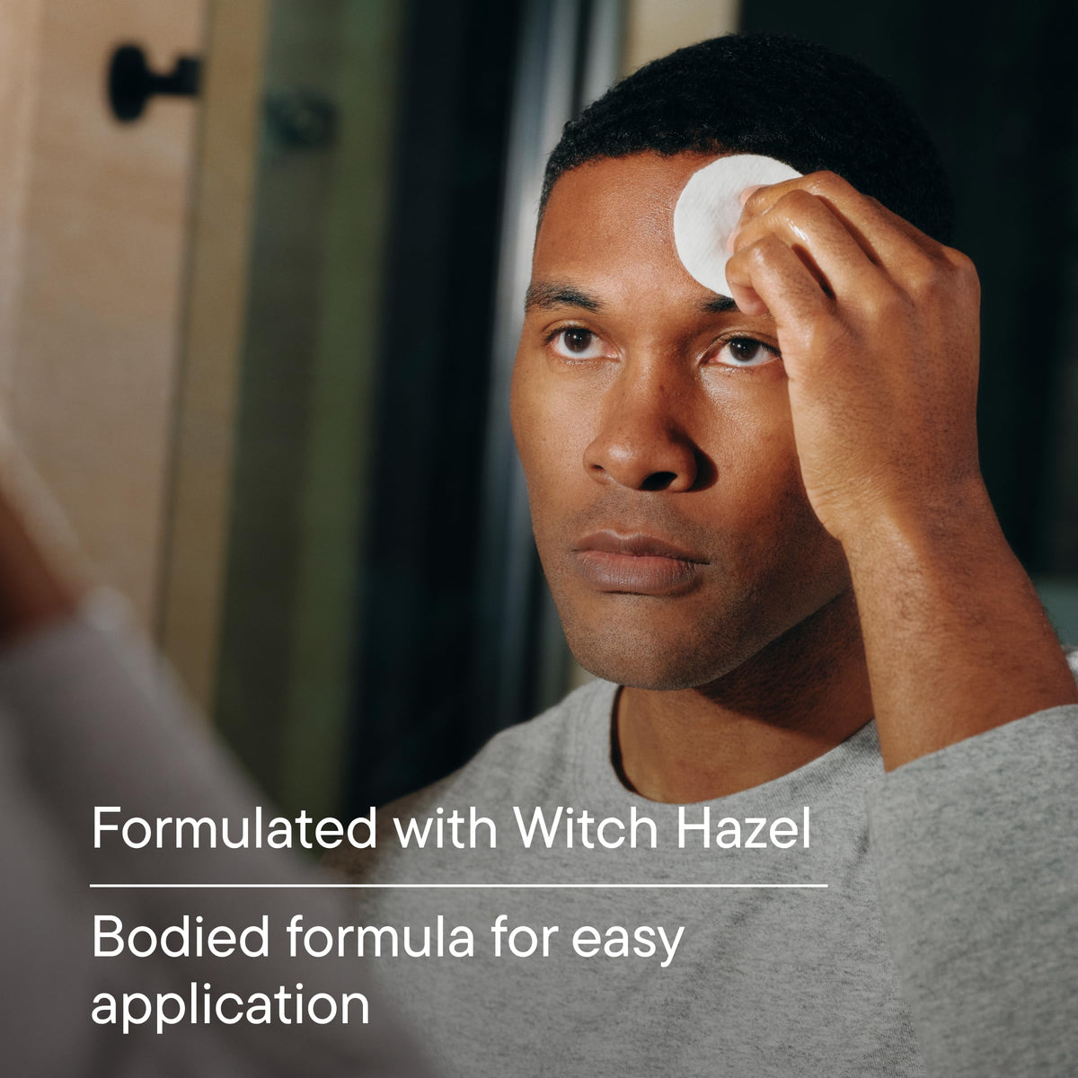 Harry's toner staged on bathroom shelf conveying refreshment benefit
