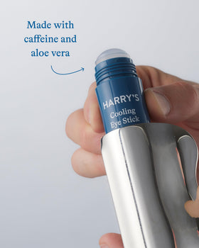 Harry's gua sha tool demonstrating under-eye massage for depuffing benefit