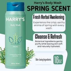 Harry's body wash in use in the shower showing effective cleansing action