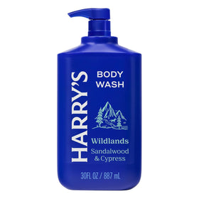 Harry's Wildlands front pump bottle showing brand and volume and easy dispensing