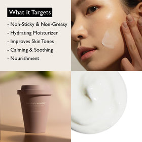 HARUHARU cream spread on hand demonstrating quick absorption and hydration