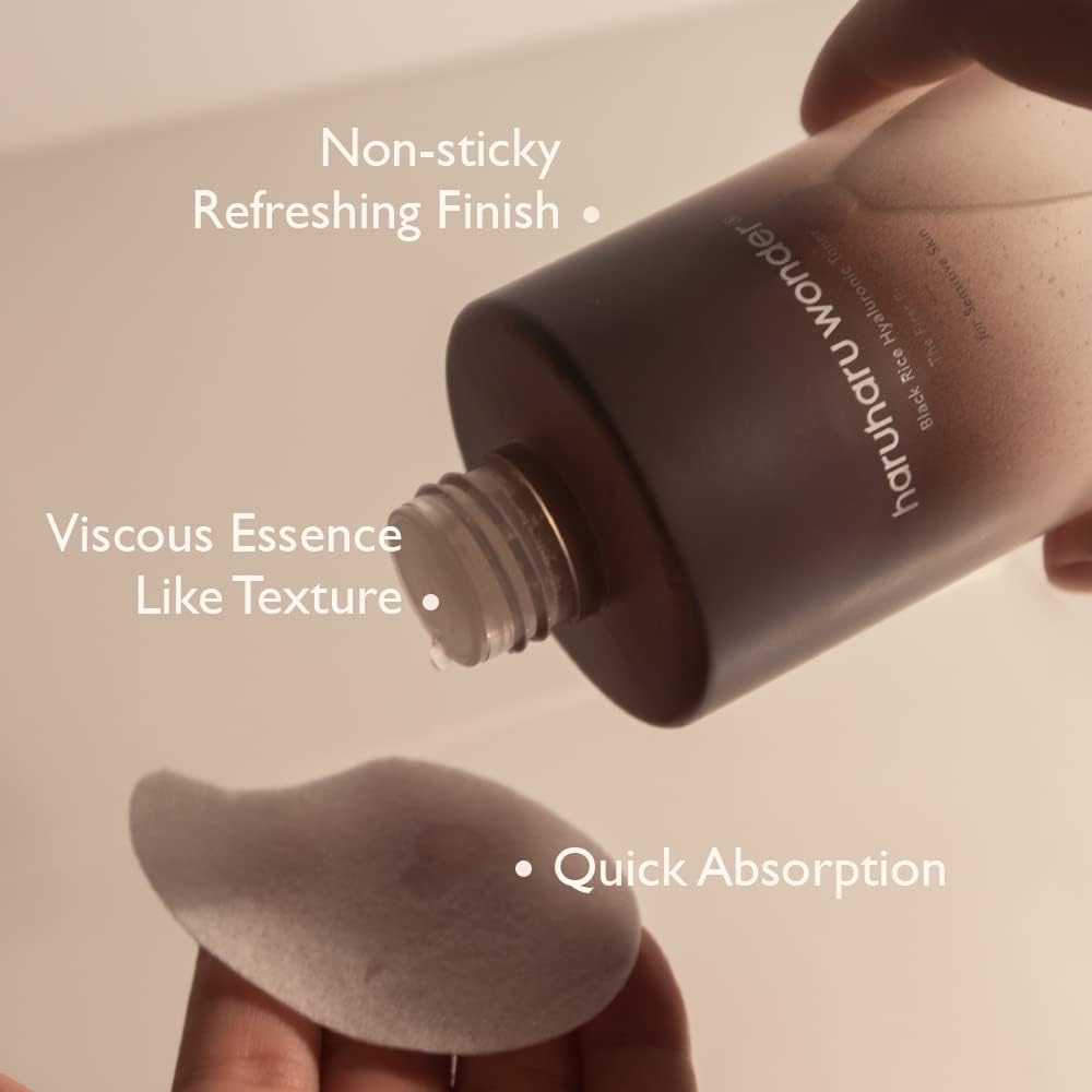 HARUHARU bottle held in hand to demonstrate the 10.1 fl. oz scale