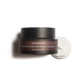 HARUHARU front jar showing black rice hyaluronic cream for daily hydration