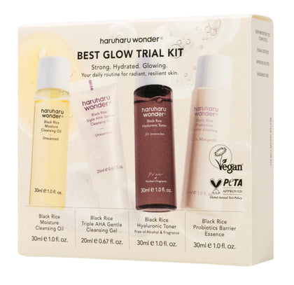 HARUHARU trial kit front packaging showing contents and benefits