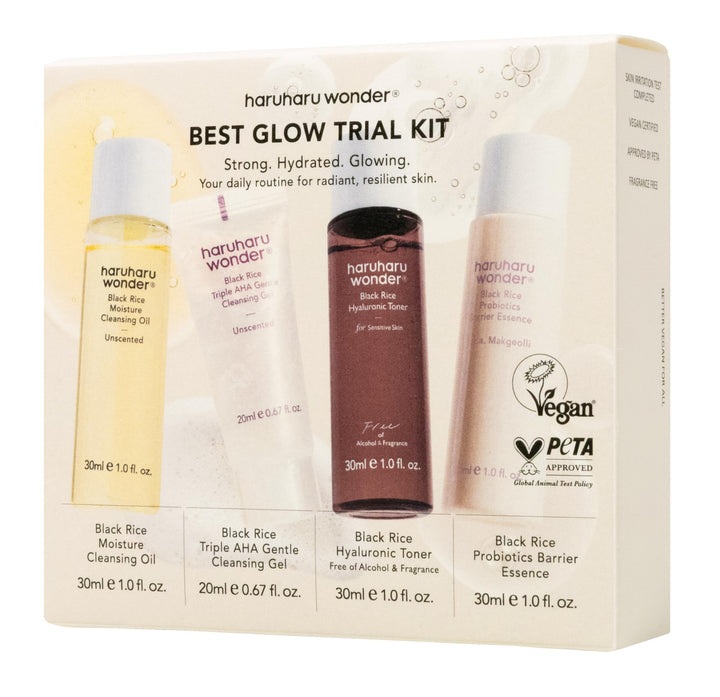 HARUHARU trial kit front packaging showing contents and benefits