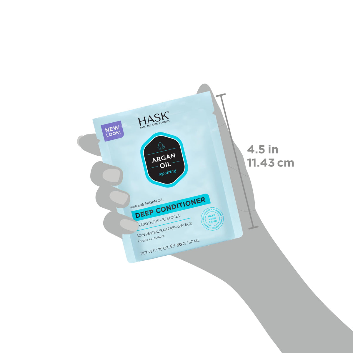 HASK treated hair after use displaying visible smoothness and shine