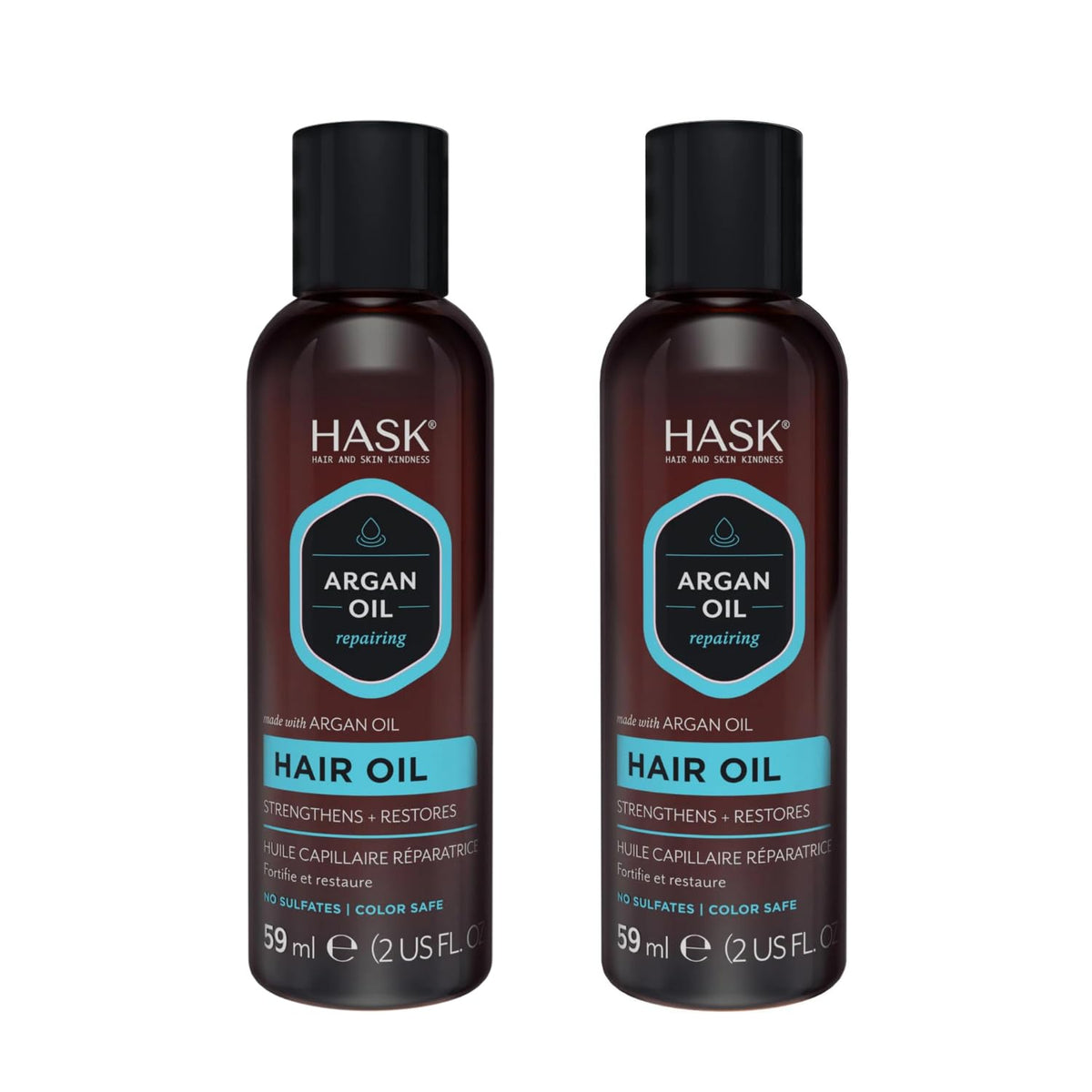 HASK applying oil to wet hair to reduce frizz and protect while styling