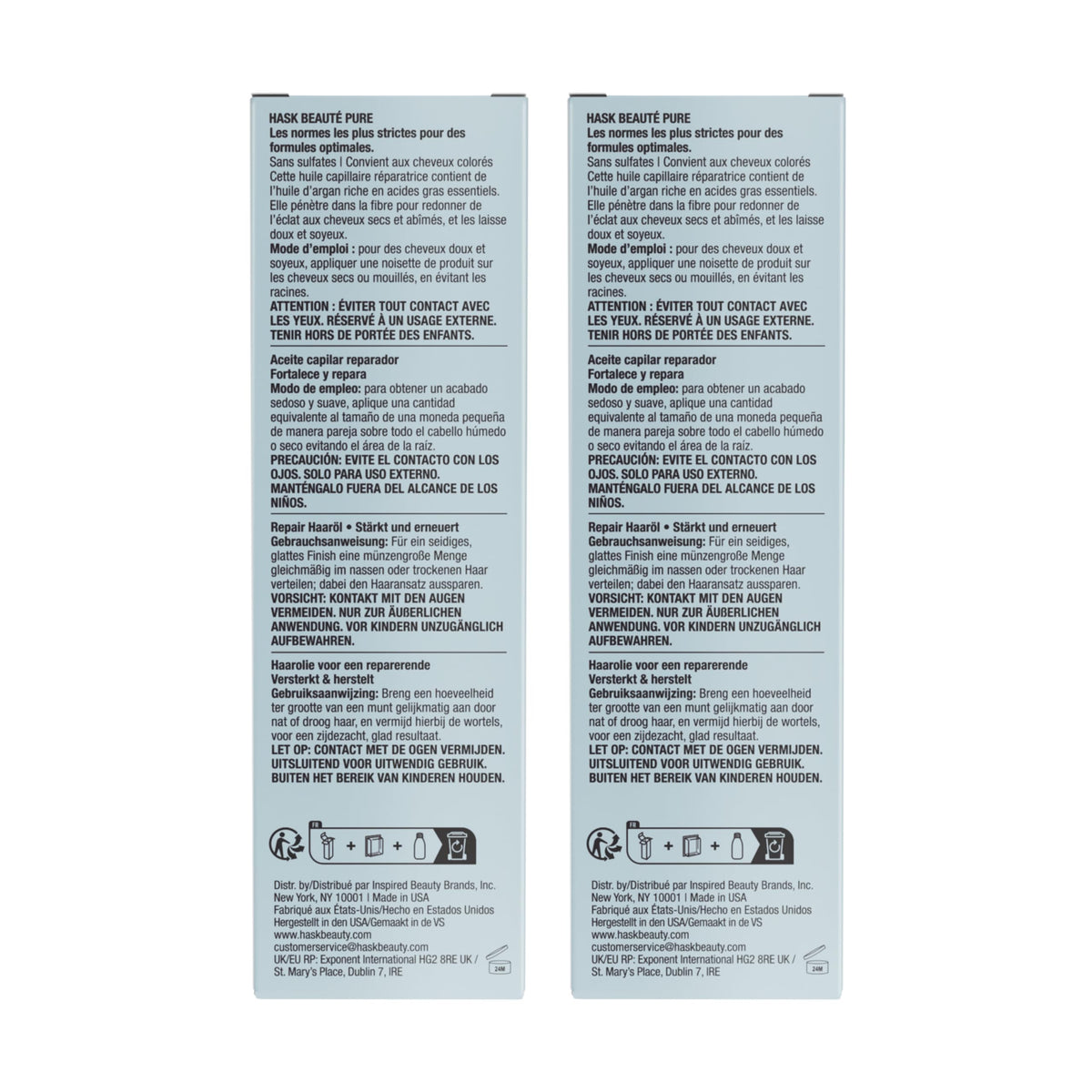 HASK before-and-after comparison demonstrating improved shine and manageability