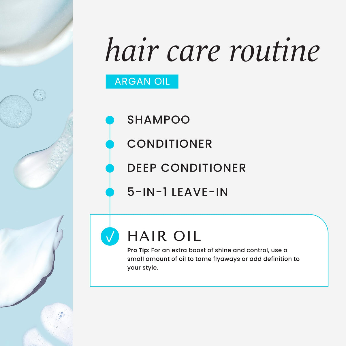 HASK finished dry hair showing smooth, frizz-controlled shine
