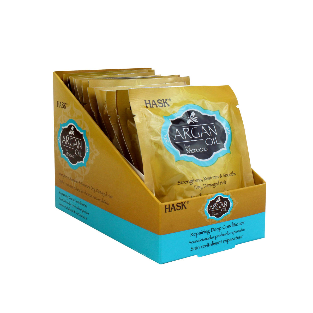 HASK front packaging showing product tub and label for easy identification and shelf appeal