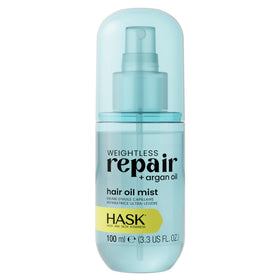 HASK bottle front view showing label and compact 3.3 fl oz size for travel