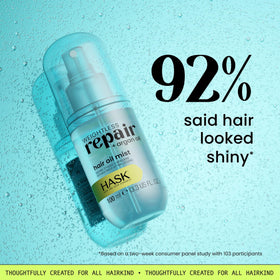 HASK oil droplet texture close-up highlighting argan and jojoba nourishing oils
