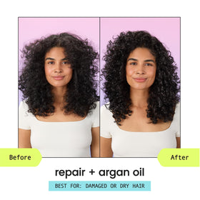 HASK argan oil repairing deep conditioner packette front view delivering concentrated moisture