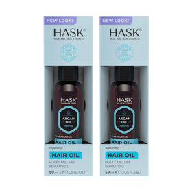 HASK front packaging showing two repairing hair oil vials and brand clarity