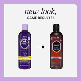 HASK shampoo being poured to demonstrate consistency and gentle cleansing benefit