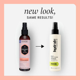 HASK coconut spray bottle close-up highlighting spray nozzle and lightweight finish