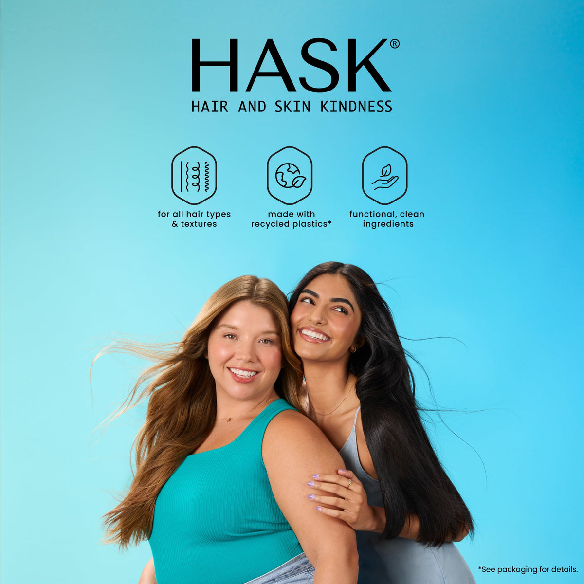 HASK conditioner applied to mid-lengths and ends showing detangling and softening benefit