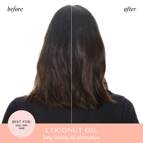 HASK dry shampoo spray in motion showing quick oil absorption benefit