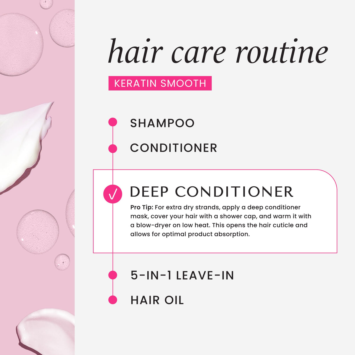 HASK rinsed hair showing shiny smooth results and reduced frizz