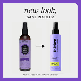 HASK leave-in spray nozzle close-up demonstrating easy, even application benefit