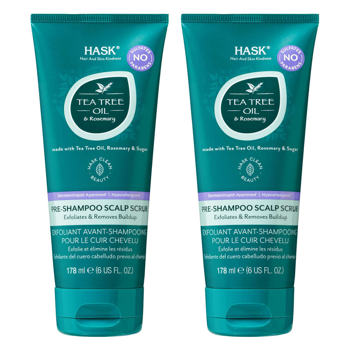 HASK front packaging showing product and pack of two for easy stocking