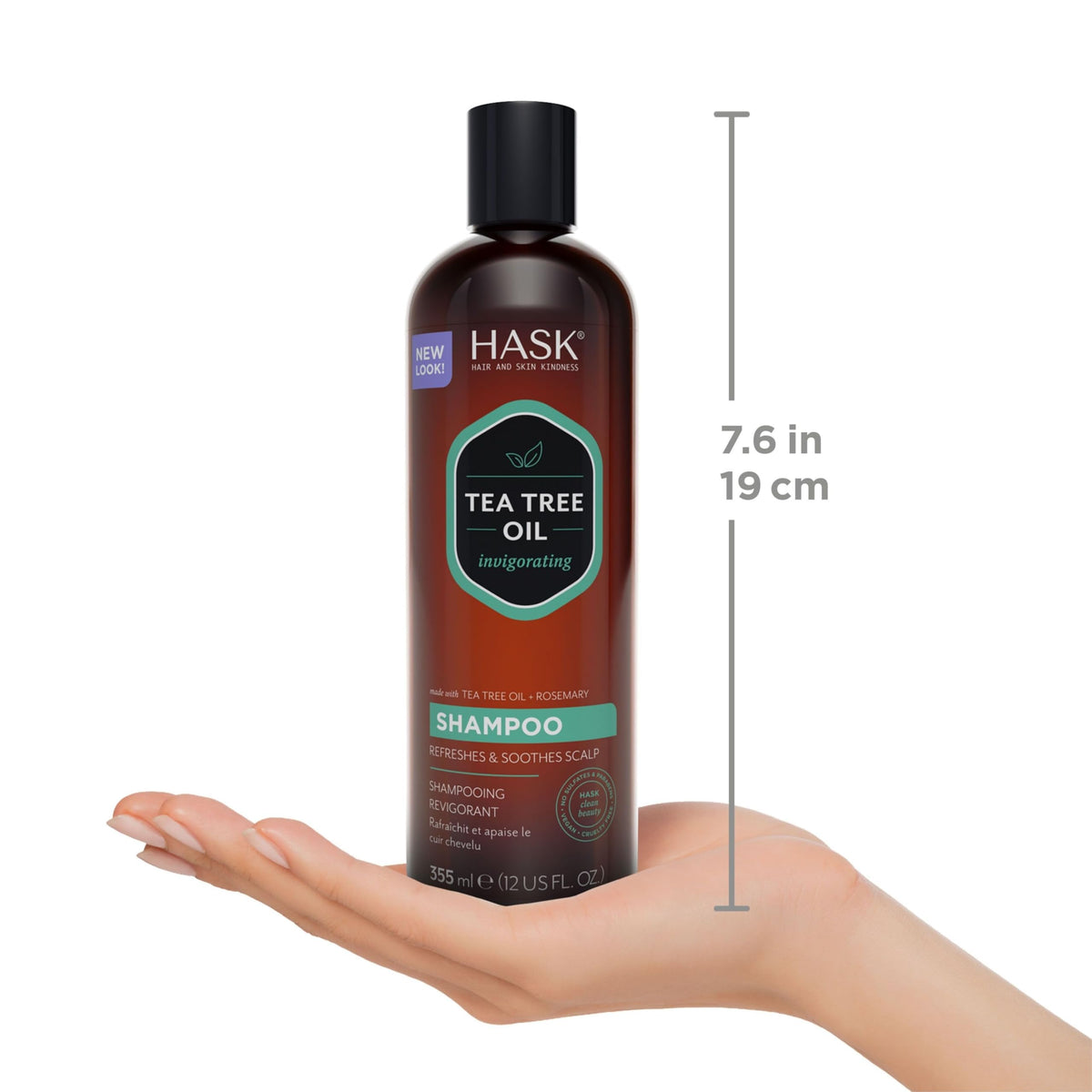HASK in-use while shampooing hair showing scalp focus