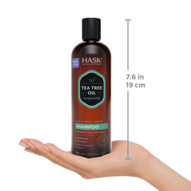 HASK in-use while shampooing hair showing scalp focus