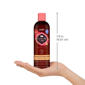 HASK shampoo bottle side view showing brand and clear labeling detail
