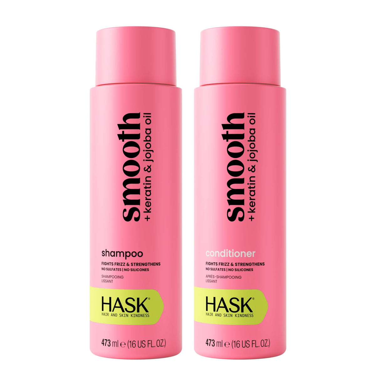HASK front packaging showing bottles and benefits for smoothing